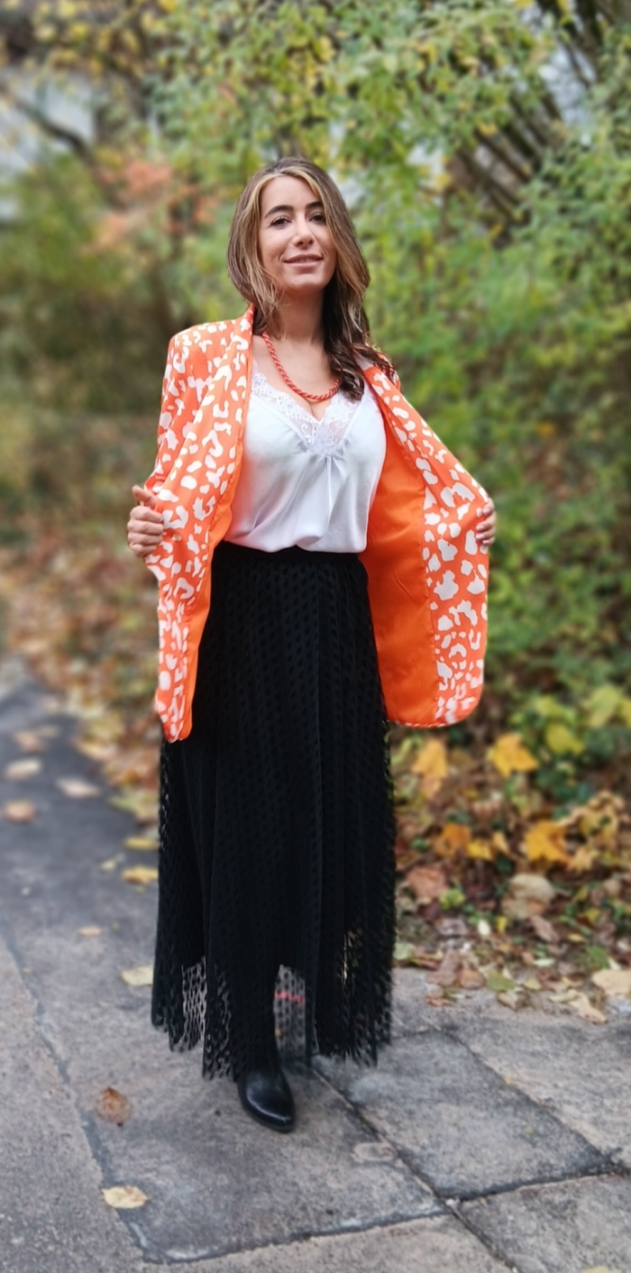 Blazer animal-print, orange2