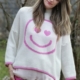 Pullover, weiß, Smiley