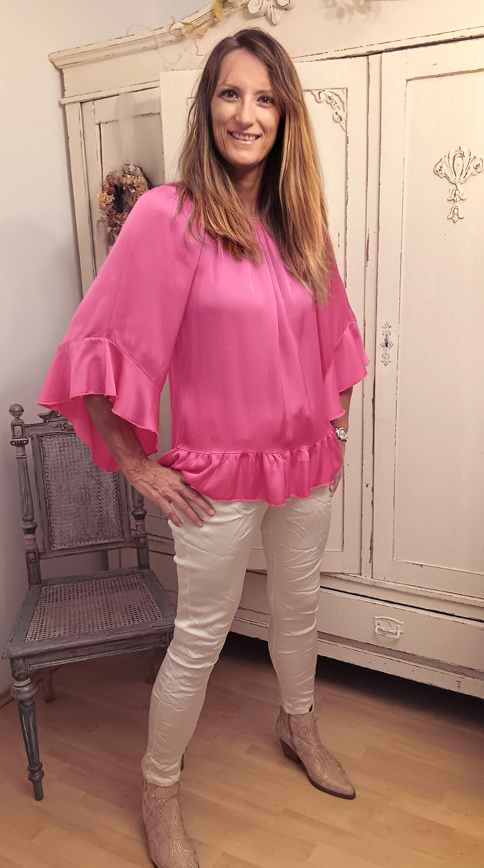 Satinbluse, pink3